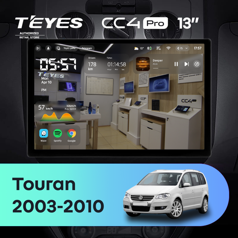Штатная магнитола Teyes CC4 Pro 8/128 Volkswagen Touran 1 (2003-2010) F2 (13&quot;)