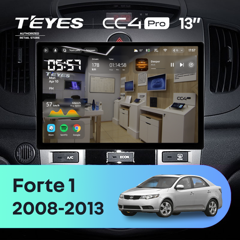 Штатная магнитола Teyes CC4 Pro 8/128 Kia Forte 1 (2008-2013) F2 (13&quot;)