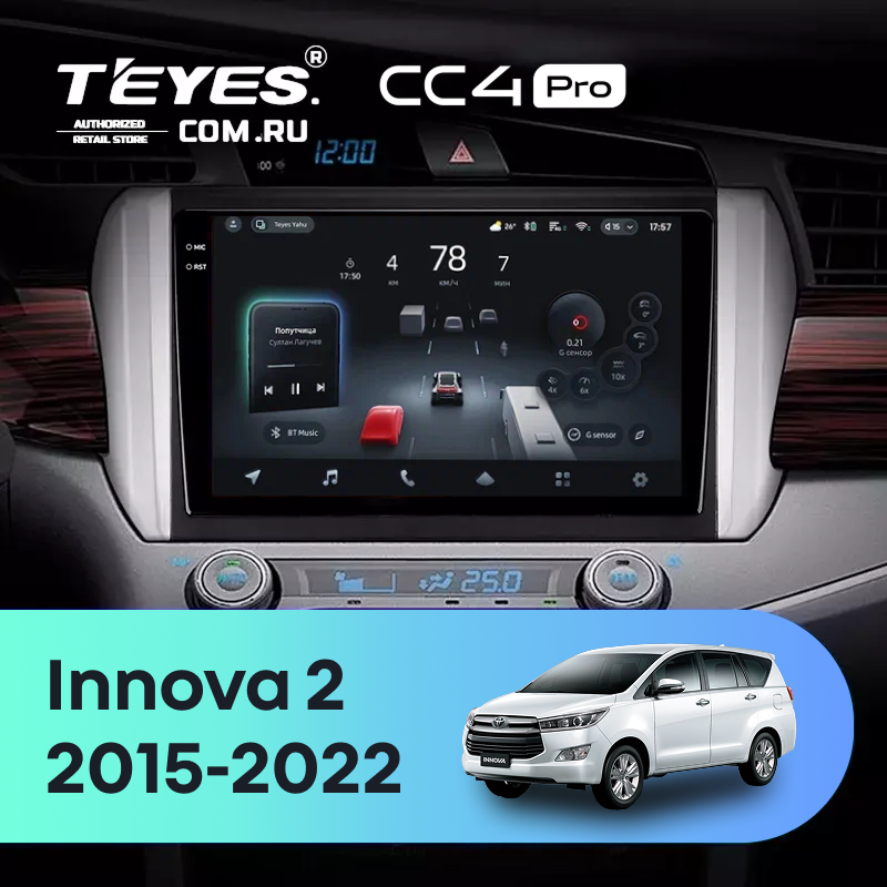 Штатная магнитола Teyes CC4 Pro 8/128 Toyota Innova 2 (2015-2022) Правый руль