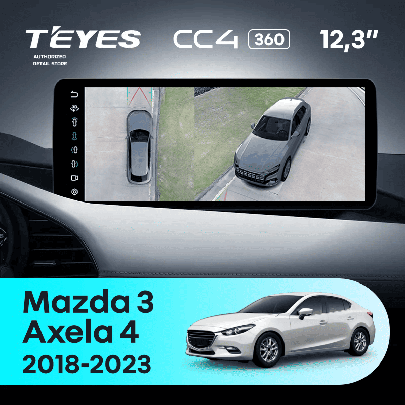 Штатная магнитола Teyes CC4 12.3" 360 6/64 Mazda Axela 4 (2018-2023) Тип-B Правый руль