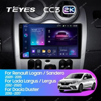 Штатная магнитола Teyes CC3 2K 360 6/128 Renault Logan 1 (2010-2015)