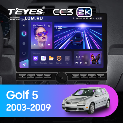 Штатная магнитола Teyes CC3 2K 6/128 Volkswagen Golf 5 (2003-2009) F3 (13" с кнопками)