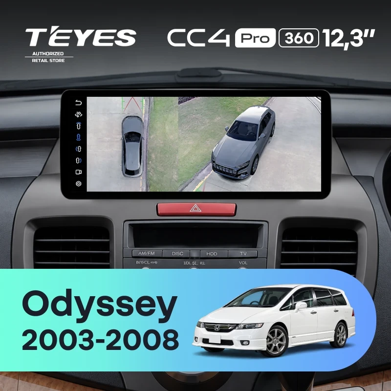 Штатная магнитола Teyes CC4 Pro 12.3" 360 12/256 Honda Odyssey 3 RL3 RL4 (2003-2008) Правый руль