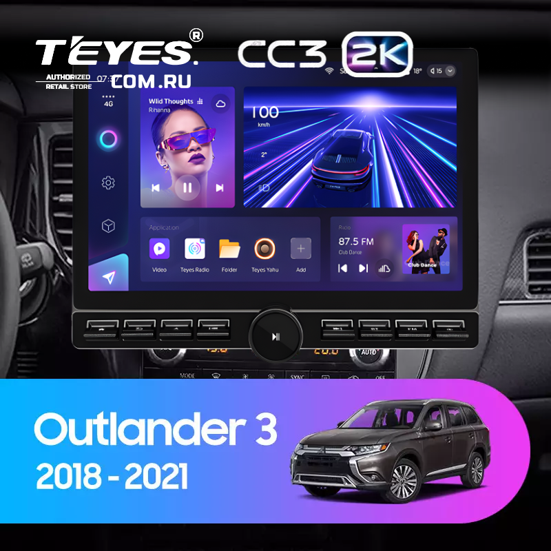 Штатная магнитола Teyes CC3 2K 6/128 Mitsubishi Outlander 3 (2018-2021) (13&quot; с кнопками)