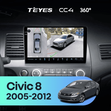 Штатная магнитола Teyes CC4 360 6/64 Honda Civic 8 FK FN FD (2005-2012) Правый руль