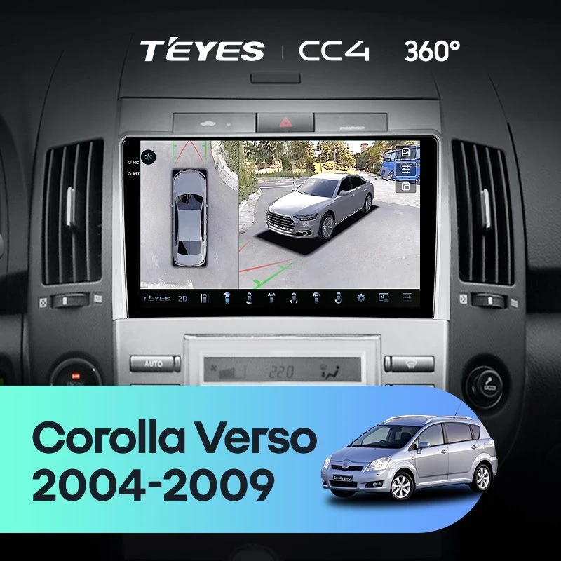 Штатная магнитола Teyes CC4 360 8/128 Toyota Corolla Verso AR10 (2004-2009) F2