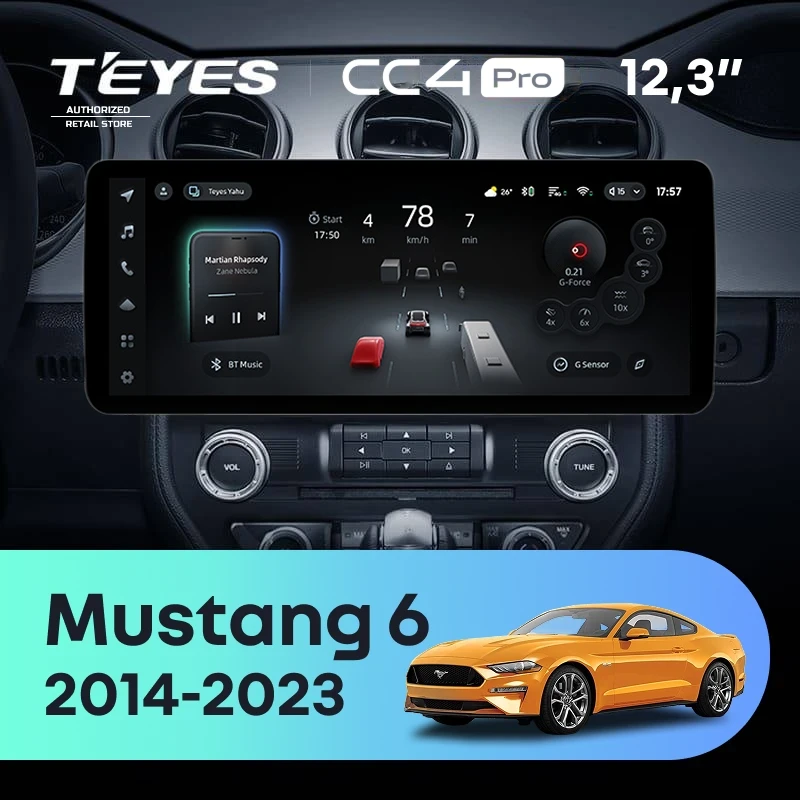 Штатная магнитола Teyes CC4 Pro 12.3" 12/256 Ford Mustang 6 S550 (2014-2023)