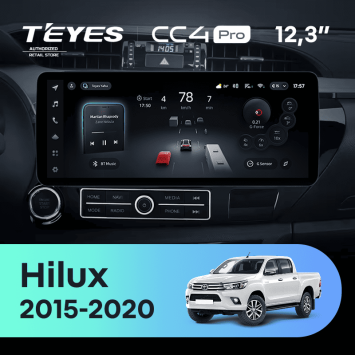Штатная магнитола Teyes CC4 Pro 12.3" 12/256 Toyota Hilux Pick Up AN120 (2015-2020)