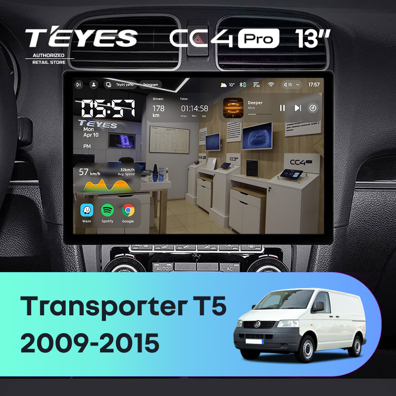 Штатная магнитола Teyes CC4 Pro 8/128 Volkswagen Transporter (T5) (2009-2015) (13&quot;)