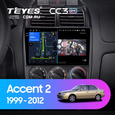 Штатная магнитола Teyes CC3 2K 6/128 Hyundai Accent II LC2 (1999-2012) F2