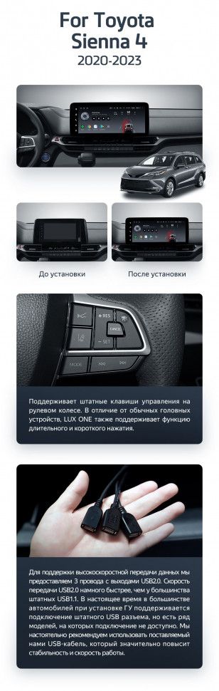Штатная магнитола Teyes LUX ONE 6/128 Toyota Sienna 4 XL40 (2020-2023)