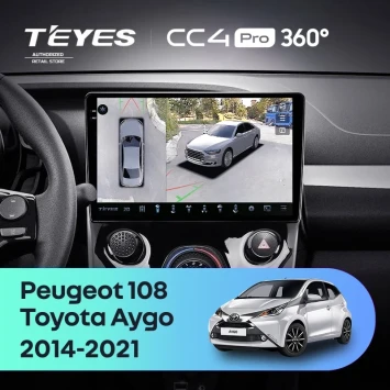 Штатная магнитола Teyes CC4 Pro 360 12/256 Peugeot 108 (2014-2021) F1