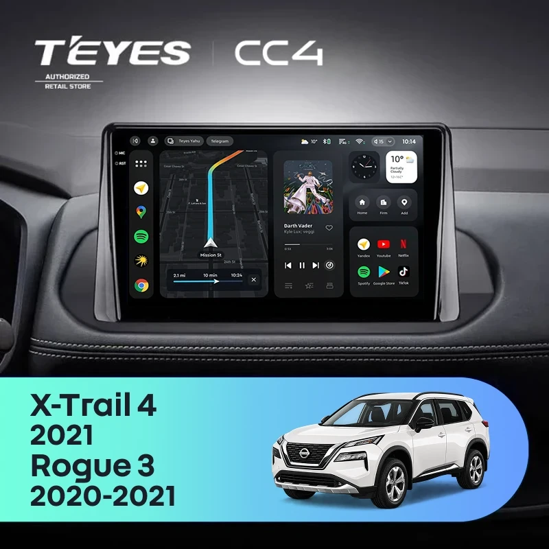 Штатная магнитола Teyes CC4 6/64 Nissan Rogue 3 (2020-2021) (0din)