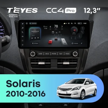 Штатная магнитола Teyes CC4 Pro 12.3" 12/256 Hyundai Solaris 1 (2010-2016) F2