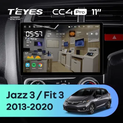 Штатная магнитола Teyes CC4 Pro 8/128 Honda Fit 3 GP GK (2013-2020) Тип-A Правый руль (11")