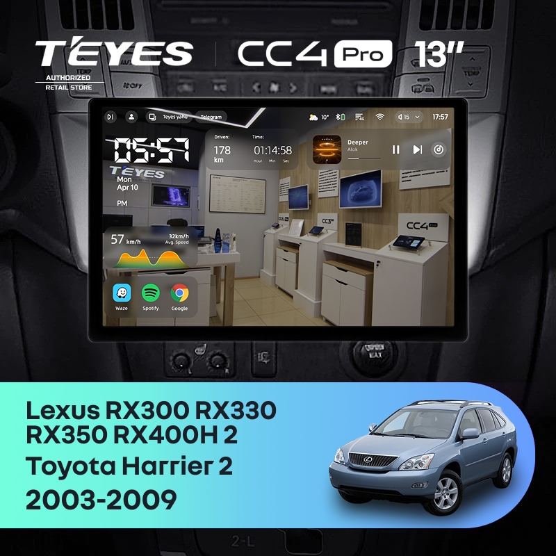 Штатная магнитола Teyes CC4 Pro 8/128 Toyota Harrier (2003-2009) (13&quot;)