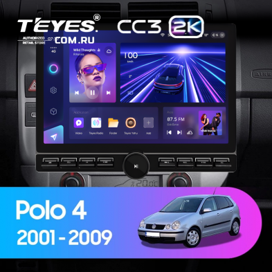 Штатная магнитола Teyes CC3 2K 6/128 Volkswagen Polo Mk4 (2001-2009) F2 (13&quot; с кнопками)