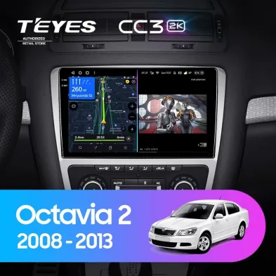 Штатная магнитола Teyes CC3 2K 4/64 Skoda Octavia 2 A5 (2008-2013) Серая