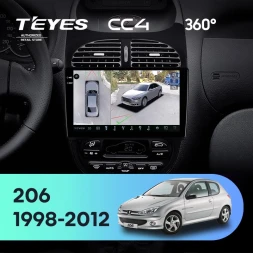 Штатная магнитола Teyes CC4 360 8/128 Peugeot 206 (1998-2012) F1