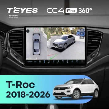 Штатная магнитола Teyes CC4 Pro 360 12/256 Volkswagen T-Roc (2018-2026) China (11")