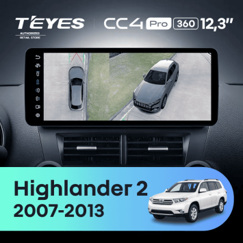 Штатная магнитола Teyes CC4 Pro 12.3" 360 8/128 Toyota Highlander 2 XU40 (2007-2013)