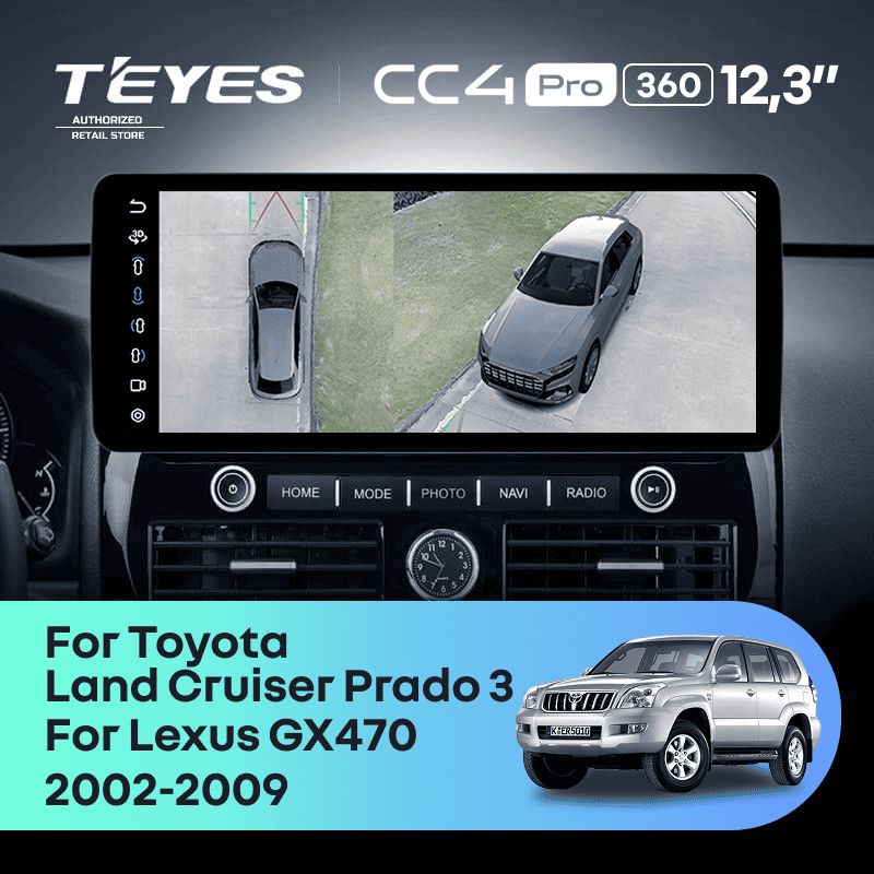 Штатная магнитола Teyes CC4 Pro 12.3" 360 12/256 Lexus GX470 (2002-2009)