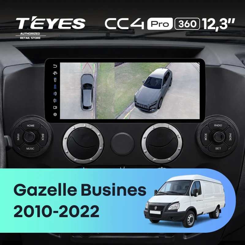 Штатная магнитола Teyes CC4 Pro 12.3" 360 8/128 GAZ Gazelle Busines (2010-2022) (авто с клим., с RGB деф.)
