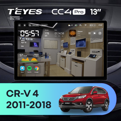 Штатная магнитола Teyes CC4 Pro 8/128 Honda CR-V 4 RM RE (2011-2018) Тип-A (13&quot;)