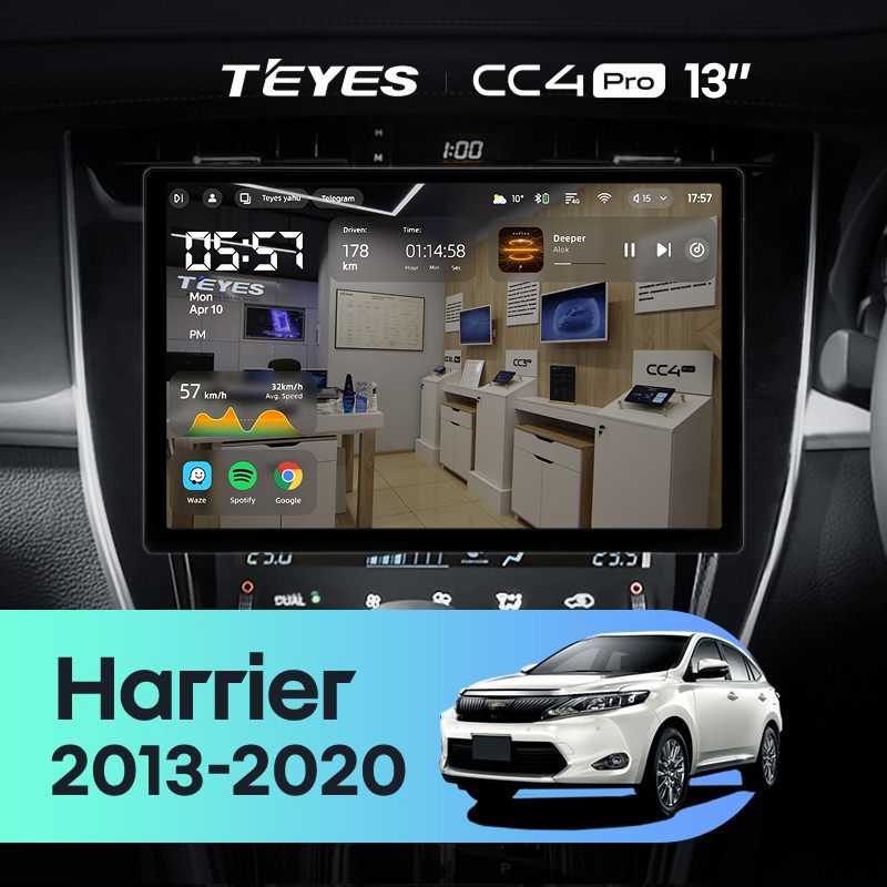 Штатная магнитола Teyes CC4 Pro 8/128 Toyota Harrier XU60 (2013-2020) F1 (13&quot;)