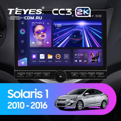 Штатная магнитола Teyes CC3 2K 6/128 Hyundai Solaris 1 (2010-2016) F1 (13&quot; с кнопками)