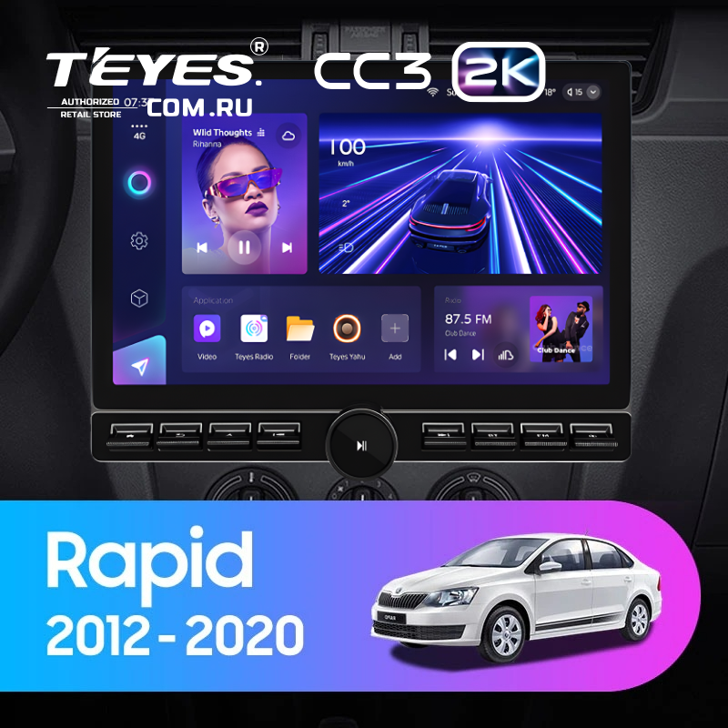 Штатная магнитола Teyes CC3 2K 6/128 Skoda Rapid NH3 NH1 (2012-2020) (13&quot; с кнопками)