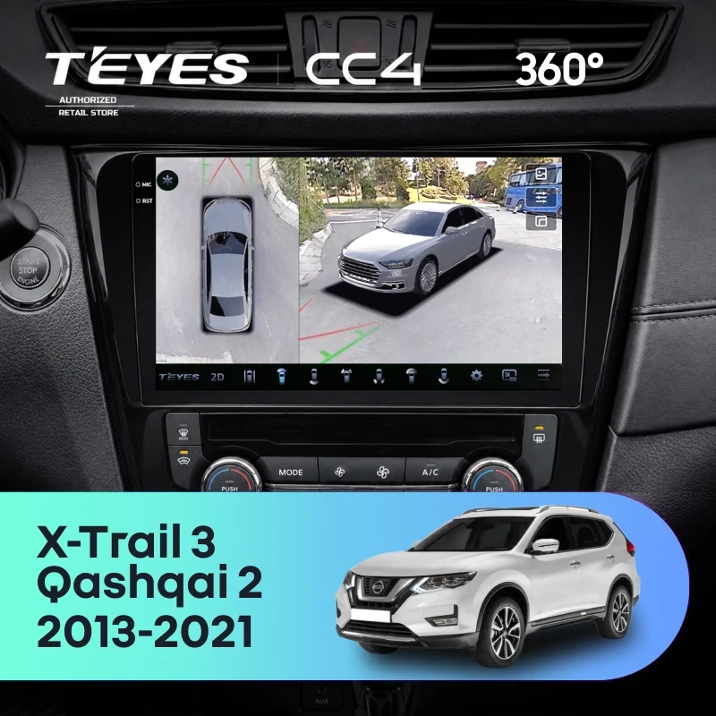 Штатная магнитола Teyes CC4 360 6/64 Nissan Qashqai 2 (2013-2021) F2 климат контроль Тип-AB