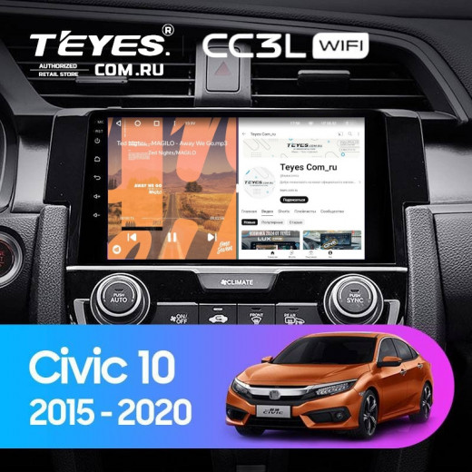 Штатная магнитола Teyes CC3L WiFi 2/32 Honda Civic 10 FC FK (2015-2020) — 