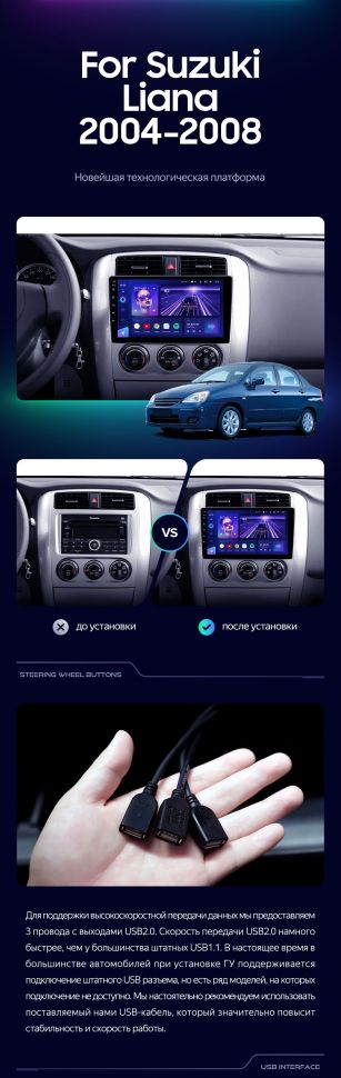 Штатная магнитола Teyes CC3 4/32 Suzuki Liana 1 (2004-2008)