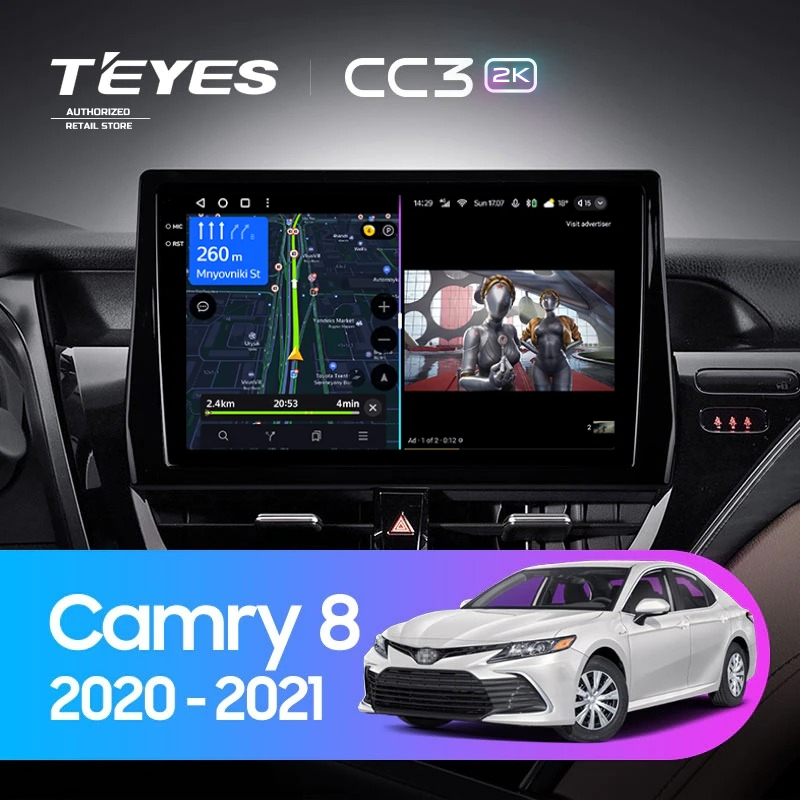 Штатная магнитола Teyes CC3 2K 360 6/128 Toyota Camry 8 XV 70 (2020-2021)