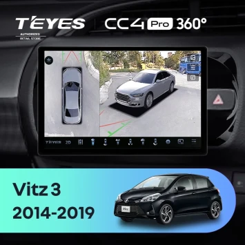 Штатная магнитола Teyes CC4 Pro 360 12/256 Toyota Vitz III XP130 (2014-2019) Правый руль (13")