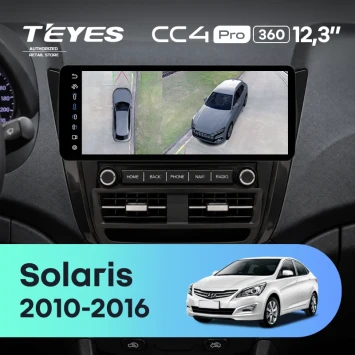 Штатная магнитола Teyes CC4 Pro 12.3" 360 12/256 Hyundai Solaris 1 (2010-2016) F2