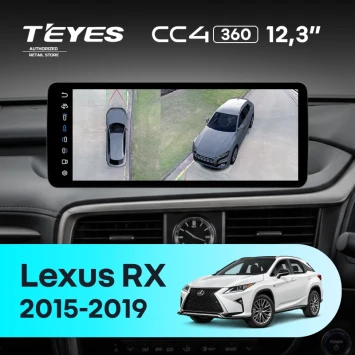 Штатная магнитола Teyes CC4 12.3" 360 8/128 Lexus RX200t RX270 RX300 RX350 RX350L RX450h AL20 IV (2015-2019) Правый руль