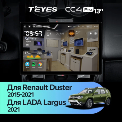 Штатная магнитола Teyes CC4 Pro 8/128 Lada Largus 2021+ F1 (13&quot;)