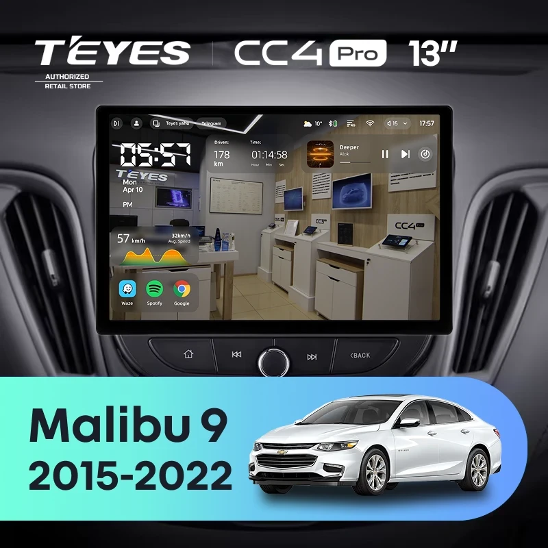Штатная магнитола Teyes CC4 Pro 8/128 Chevrolet Malibu 9 (2015-2022) F3 (0din) (13")