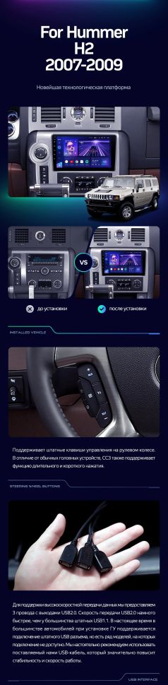 Штатная магнитола Teyes CC3 4/32 Hummer H2 E85 (2007-2009)
