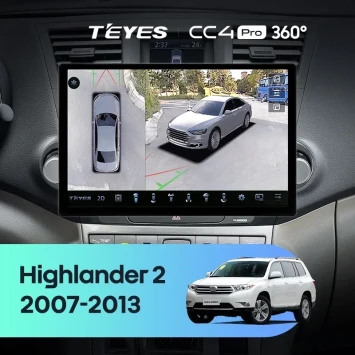 Штатная магнитола Teyes CC4 Pro 360 8/128 Toyota Highlander 2 XU40 (2007-2013) F2 (13")