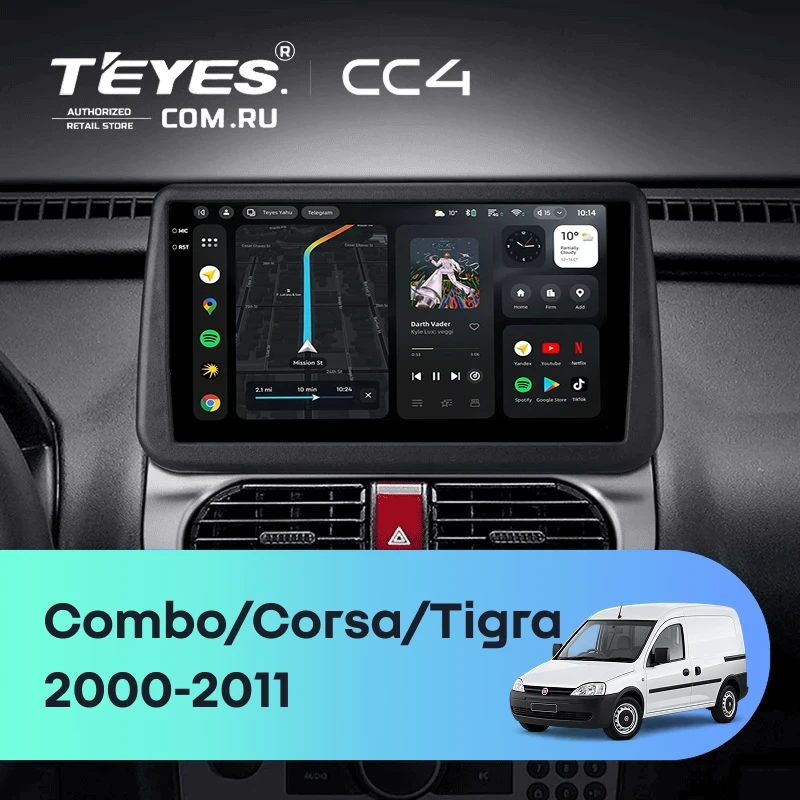 Штатная магнитола Teyes CC4 6/64 Opel Combo Corsa Tigra (2000-2011) (0din)