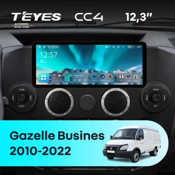 Штатная магнитола Teyes CC4 12.3" 8/128 GAZ Gazelle Busines (2010-2022) (авто с клим., с RGB деф.)