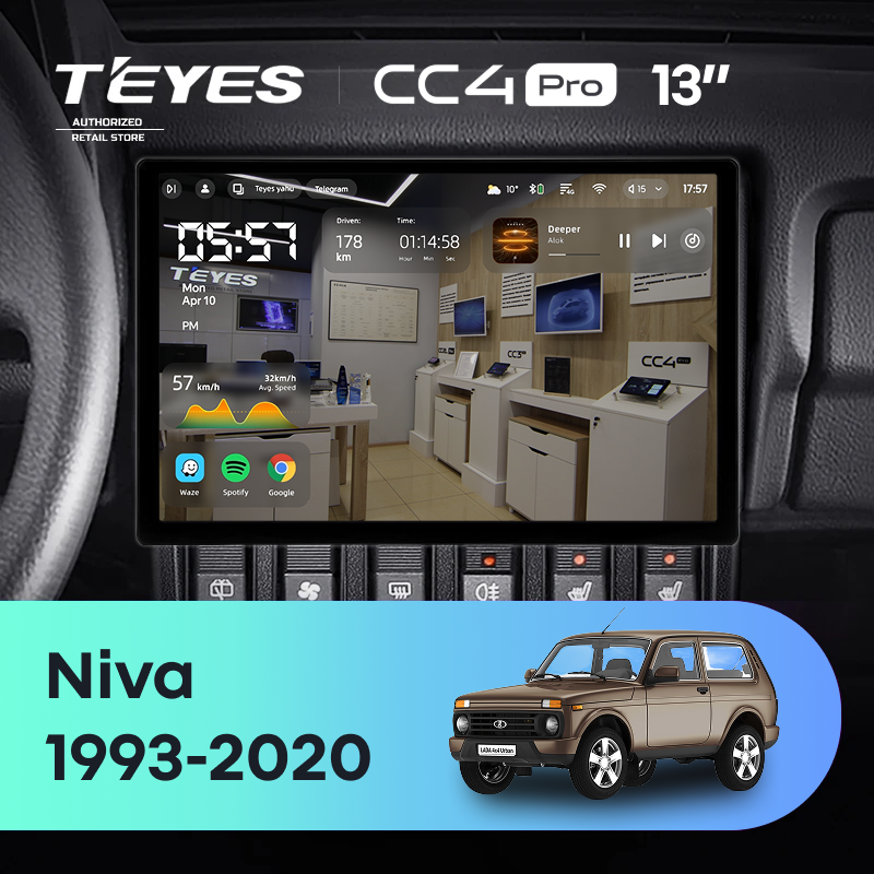 Штатная магнитола Teyes CC4 Pro 8/128 Lada Niva (1993-2020) (13&quot;)