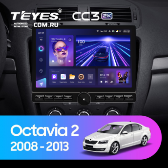 Штатная магнитола Teyes CC3 2K 6/128 Skoda Octavia 2 A5 (2008-2013) (13&quot; с кнопками)