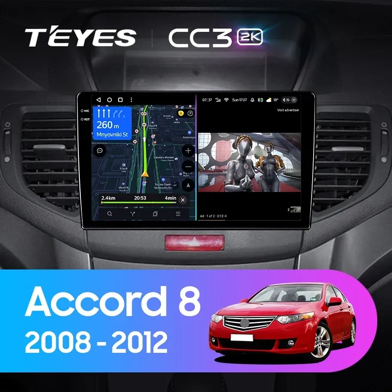 Штатная магнитола Teyes CC3 2K 6/128 Honda Accord 8 (2008-2012)