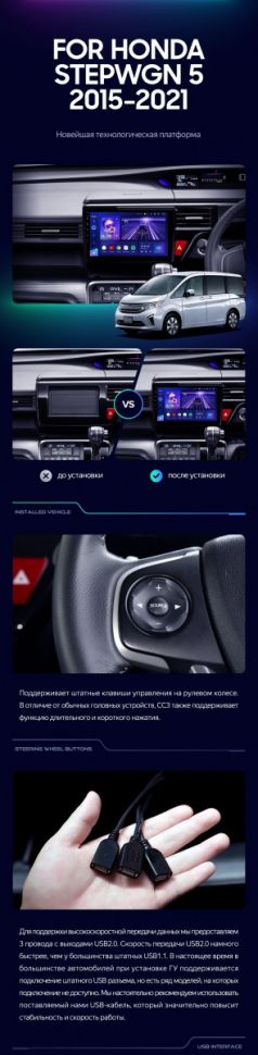 Штатная магнитола Teyes CC3 4/32 Honda Stepwgn 5 (2015-2021) Правый руль