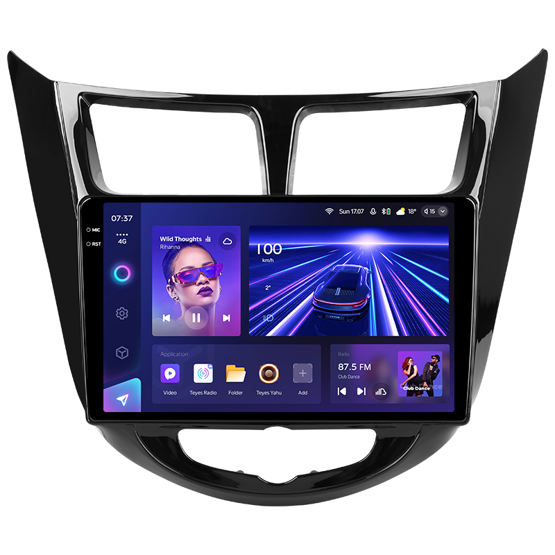 Переходная рамка Hyundai Solaris 1 (2010-2016) (черный глянец) F2 (9&quot;)