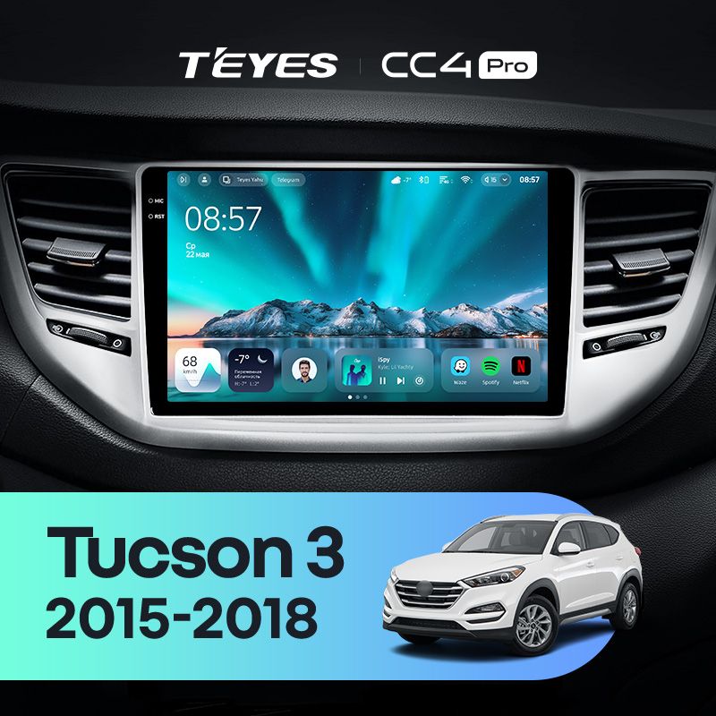 Штатная магнитола Teyes CC4 Pro 8/128 Hyundai Tucson 3 (2015-2018) Тип-B